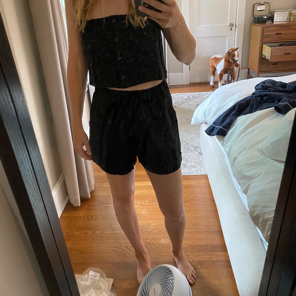 Rachel Pally Black High Waist Shorts and Crop Top